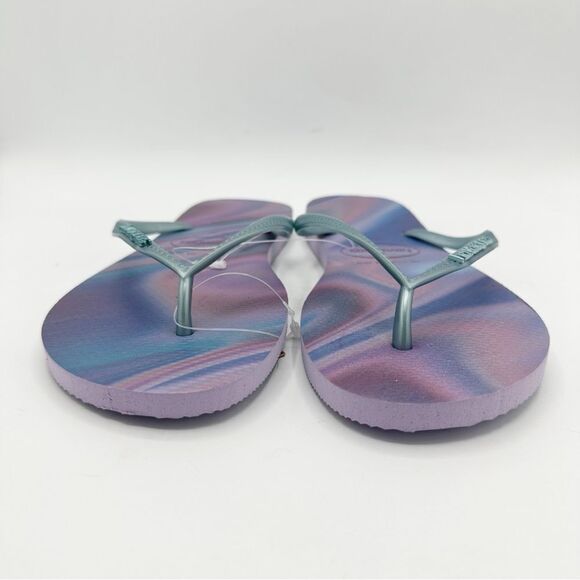Haviannas Quiet Lilac Metallic Strap Slim Flip Flops US 11/12 - Picture 3 of 10